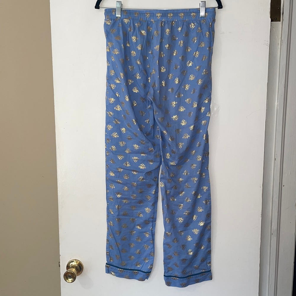Disney Pajama Pants Women's Medium Blue Gold Damask Print Lounge Sleepwear - Picture 9 of 13